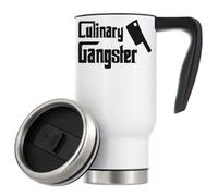 Culinary Gangster Mafia Style Artwork Vacuum Insulated Tazza termica da viaggio 480 ml Bianco