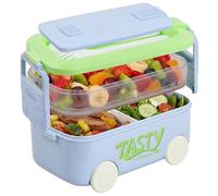 Culinavog 1100 ml All-in-One Bento Scatole, Schiscetta Pranzo Bambino, Contenitori per Food, Porta Merenda Bambini Scuola con Scomparto Bento Forchetta per Microonde Ufficio Lavoro Picnic Blu