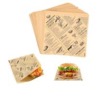 Culinavog 150 Fogli Carta Alimentare Imballaggio, 15x15 cm Sacchetti Antigrasso per Hamburger, Panini, Patatine, Snack, Carta Oleata Giornale per Alimenti, per Uso Domestico o Professionale