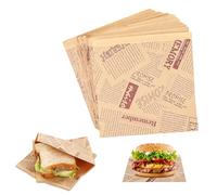 Culinavog 150 Fogli Carta Alimentare Imballaggio, 15x15 cm Sacchetti Antigrasso per Hamburger, Panini, Patatine, Snack, Carta Oleata Giornale per Alimenti, per Uso Domestico o Professionale