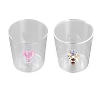 Culinavog 2 Pezzi 300 ml Bicchieri Caffè Vetro, Tazze da Cappuccino Trasparenti per Donna, Bicchieri Cocktail per Ristorante, Tazze da Tè per Espresso, Succo, Halloween, Natale (Multicolore)