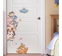 Culinavog 2 Pezzi Adesivi Porta Gatti, 3D Adesivi Vivid Decori Murale, Decalcomania del Vinile Decorazione da Parete, Design Gatti Stacking Divertenti Sticker da Parete per Cameretta Bambini