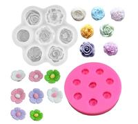 Culinavog 2 Pezzi Stampo in Silicone a Forma di Fiore, Set Stampo con Poroso Peonia e Margherita, Stampo Fiori Argilla per Torte, Candele, Sapone, Cioccolato (Bianco e Rosa)