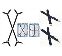 Culinavog 4 Pezzi Ferma Lenzuola Regolabili, Elastici Ferma Lenzuola, Bretelle per Lenzuola,Clip Lenzuola Regolabili con Clip in Metallo, Elastici per Lenzuola per coprimaterassi,Letto o Divano (Noir)