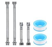 Culinavog 4 Pezzi Tubo Flessibile 3/8, Prolunga Flessibile con Intrecciatura in Acciaio Inox, con Raccordo Filettatura Esterna, Tubo Corazzato flessibile 3/8" per Cucina Bagno Miscelatore 20 CM/10 CM