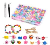 Culinavog 450pezzi perline legno per braccialetti,perline legno colorate,Perle di Legno da infilare, Pinzette e 2 cordas,kit perline per braccialetti per bracciali fai da te e collane,ragazze e adulti