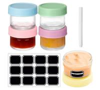 Culinavog 6 Pezzi Contenitori Ermetici Per Alimenti Vetro, 100ml Contenitori Vetro Per Alimenti, contenitori Alimentari, Multicolore contenitoris Pappa Neonati Per Lavastoviglie Freezer E Microonde