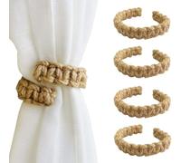 Culinavog 6 Pezzi Fermatende Intrecciati, Cravatte per Tende Boho, Corda di Cotone Naturale, Fermatende Con Corda Di Canapa Intrecciata per Casa, Esterni, Ufficio, Decorativi (Marrone)