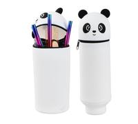 Culinavog Astuccio Panda 2 in 1 in Morbido Silicone, Portapenne Estensibile con Chiusura a Cerniera, Senza BPA, Facile da Pulire - Design Kawaii per Scuola e Ufficio, 19-22 cm (B)