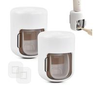 Culinavog Dispenser Automatico per Dentifricio, 2 Pezzi Impermeabile Dispenser di Dentifricio per Bambini, Porta Spazzolino per Familiari, Portaspazzolino a Parete per Docce, Bagno, Adulti (Grigio)
