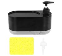 Culinavog Dispenser Sapone Cucina, 380 ml Dispenser per Sapone a Pompa con Porta Spugna, Portasapone Cucina, Facile da pulire, Multifunzionale Plastica Portasapone per Bagno, Ristorante, Casa (Nero)