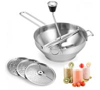 Culinavog Passaverdure, Passaverdure in Acciaio Inox con 3 Setacci e Pelapatate, Argento Passaverdura Rotativo, Mulino per frutta e verdura per Marmellate, Verdure, Frutta, Patate, Marmellata