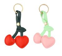 Culinavog Portachiavi Ciliegia, 2 Pezzi Ciondolo Portachiavi Ciliegia per Borse, Accessorio in Pelle Rosso, Facile da trasportare, Accessorio Moda per Donne, Regali di Compleanno (Multicolore)