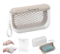 Culinavog Portasapone da Viaggio con Coperchio, Scatola Sapone Impermeabile con Drenaggio, Porta Sapone Portatile Grande Capacità, con Rete Schiuma, per Bagno, Palestra, Outdoor (Marrone Chiaro)