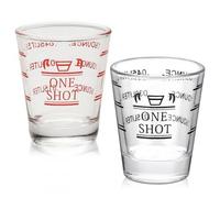 Culinavog Tazza, 2 Pezzi 45 ml Trasparente Piccolo Misurino In Vetro, Facile da pulire, Tazza Piccolo in Vetro, Utensili da Cucina, Bicchieri da Liquore per Cocktail, Tequila, Vodka (Rosso, Nero)