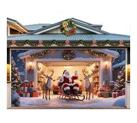 CulineformX Decorazione natalizia per porta del garage,16x7 piedi con, scena di Natale con Babbo Natale sulla neve per la porta d'ingresso della casa, cortile, feste e sfondo fotografico