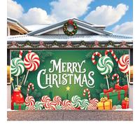 CulineformX Decorazione natalizia per porta del garage,16x7 piedi con, scena di Natale con Babbo Natale sulla neve per la porta d'ingresso della casa, cortile, feste e sfondo fotografico