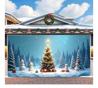 CulineformX Decorazione natalizia per porta del garage,16x7 piedi con, scena di Natale con Babbo Natale sulla neve per la porta d'ingresso della casa, cortile, feste e sfondo fotografico