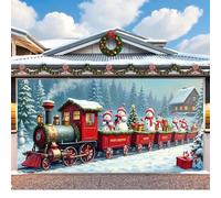 CulineformX Decorazione natalizia per porta del garage,16x7 piedi con, scena di Natale con Babbo Natale sulla neve per la porta d'ingresso della casa, cortile, feste e sfondo fotografico