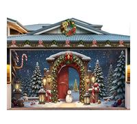 CulineformX Decorazione natalizia per porta del garage,16x7 piedi con, scena di Natale con Babbo Natale sulla neve per la porta d'ingresso della casa, cortile, feste e sfondo fotografico