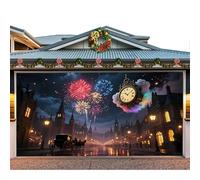 CulineformX Decorazione natalizia per porta del garage,16x7 piedi con, scena di Natale con Babbo Natale sulla neve per la porta d'ingresso della casa, cortile, feste e sfondo fotografico