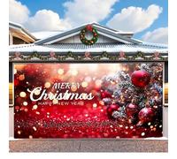 CulineformX Decorazione natalizia per porta del garage,16x7 piedi con, scena di Natale con Babbo Natale sulla neve per la porta d'ingresso della casa, cortile, feste e sfondo fotografico