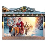 CulineformX Decorazione natalizia per porta del garage,16x7 piedi con, scena di Natale con Babbo Natale sulla neve per la porta d'ingresso della casa, cortile, feste e sfondo fotografico