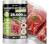 culivac Rotolo Sottovuoto Alimenti 2X 28x600 cm Buste per Sottovuoto per Cibo - Compatibile con Macchine Estrazione Esterna - Sacchetti Vuoto Alimenti - 12 Metri Totale