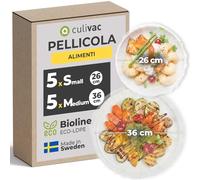 culivac Salvafreschezza Sacchetti - Copri Alimenti con Elastico - Coprivivande per Alimenti - Cuffie Copri Alimenti Riutilizzabili in Bioline Eco-LDPE - 10 Pezzi (5X 26 cm, 5X 36 cm)