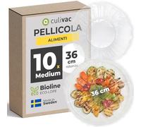 culivac Salvafreschezza Sacchetti - Copri Alimenti con Elastico - Coprivivande per Alimenti - Cuffie Copri Alimenti Riutilizzabili in Bioline Eco-LDPE - 10 Pezzi (36 cm)