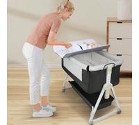 Culla a dondolo e lettino laterale, lettino 3 in 1 95x50cm per neonati, culla Cododo con fasciatoio e zanzariera, altezza regolabile 68-80cm con 6 modalità, ideale per i genitori Le culle rappresentan