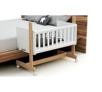 AT4 - Culla co-sleeping evolutiva ESSENTIEL legno - Bianco/Faggio natural - 40 x 80-88 x 45,50 x 79,50 cm