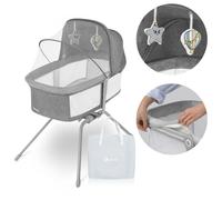 lionelo Malin EVO 3in1 Culla neonato e Lettino da viaggio con materasso per bambini da 0 a 9 kg Leggera e pieghevole Sistema a dondolo Regolazione, Montaggio veloce Lati in rete Cappottina Zanzariera