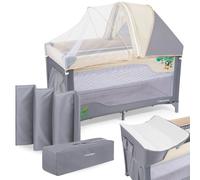 Moby-System Lettino da Viaggio 2 in 1 per Neonati e Bambini - Materasso Regolabile a 2 Livelli (0-36 mesi, Fino a 25 kg) con Zanzariera e Borsa da Trasporto