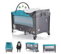 Moni Culla da viaggio Panini addormentati, fasciatoio, materasso, arco gioco, grigio turchese