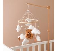 Culla in legno Mobile Lettino Campana Sonaglio Giocattolo Feltro morbido Orso cartone animato Mobile Appeso Carillon neonato Campana da letto Staffa sospesa Giocattolo 07