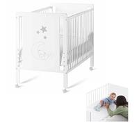 Culla in legno per neonati Indi 120 x 60 e kit per il fissaggio della culla sul letto. Vernice ad acqua senza tossici, protezione totale per il bambino. Valida da 0 a 3 o più anni. CoolDreams