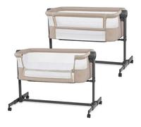 Kinderkraft NESTEE UP2 Culla da affiancare, Lettino Co-Sleeping, 5 livelli di regolazione dell’altezza, 4 ruote per poterlo, Facile da Montare, Accessori materasso, Morbido materiale, Beige