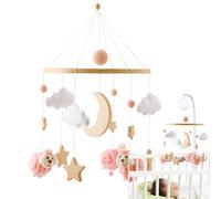 Culla mobile - Ciondolo musicale bohémien per la cameretta dei bambini, ornamento portatile da appendere per culla, decorazione per passeggino con, luna, pecora, per bambini da 0 a 3