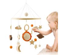 Culla mobile per bambini piccoli,Mobile per culla per bambini piccoli,Decorazione girevole in legno per tetto della culla - Campana in legno per letto, campana a vento in legno per culla per 0-3