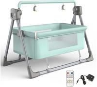 Culla multifunzionale for dormire insieme, lettino convertibile da comodino, lettino pieghevole for neonati, culla for bambini con telecomando musicale Bluetooth(Blue)