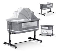 Culla per bambini, culla 3 in 1 per neonati 6 mesi, box per neonati con 4 piedini autobloccanti e altezza regolabile, materasso in rete traspirante, facile da montare e pieghevole, capacità 15 kg