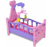 Bakaji Culla per Bambole Lettino Culletta per Bambolotto con Giostrina Girevole Lenzuola e Cuscino in tessuto Bianco e Rosa Struttura In Plastica Giocattolo Bambini Dimensione 49 x 49 x 28 cm