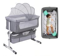 Culla per neonati, Cododo Baby 3 in 1 con altezza regolabile, lettino portatile con borsa portaoggetti, ruote e zanzariere ◡̈[Materasso morbido e lavabile] - Questa culla è dotata di un morbido matera