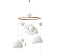 Culla portatile in legno per bambini, con luna, nuvole, stelle, giocattolo mobile, decorazione per la cameretta dei bambini, regalo per ragazze e ragazzi
