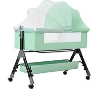 Culle per bambini, Culla for lettino for bambini, culla for bambini pieghevole facile con cestello portaoggetti, altezza regolabile, materasso morbido e ruote, culla for lettino for bambini(Green)