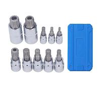 Culnflun 10 pezzi Triple Spilla SPLINE Bit Socket M4 a M18 1/4in 3/8in 1/2in Drive CR v Bit Socket set con scatola di archiviazione