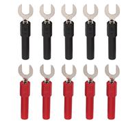 Culnflun 10PCS U Type Electrical Crimp Terminals Y Type Banana Plug Adapter 4mm Hole Brass PVC Fork Terminal for Electronic Instruments Industrial Equipment Automotive Solar Cells