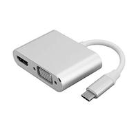 Culnflun Adattatore VGA da tipo C a HDMI, adattatore display grigio di tipo C, convertitore video in lega di alluminio 4K per estensione dello schermo del laptop (Silver)