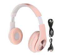Culnflun Auricolare Bluetooth, cuffia wireless per riduzione del rumore in pelle PU Musica da gioco leggera RGB pieghevole per bambini per bambini LAPTOP PELLE ABS da 40 mm (Roseo)